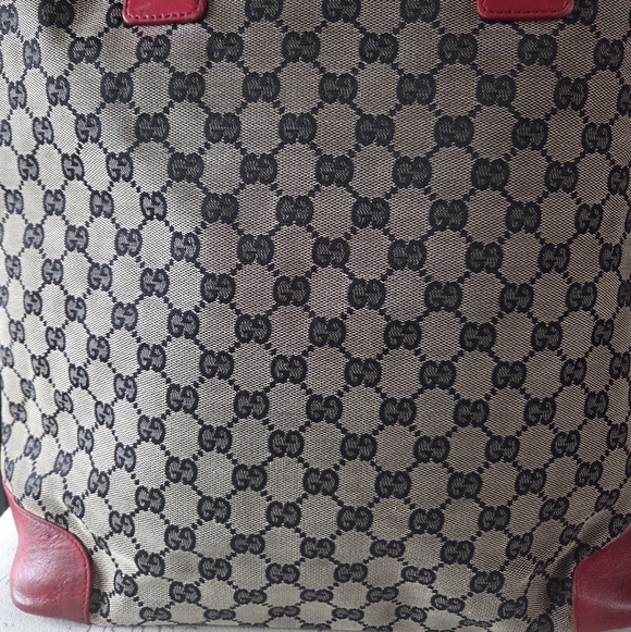 Gucci GG Canvas Leather Tote Bag Shoulder - Picture 6 of 12